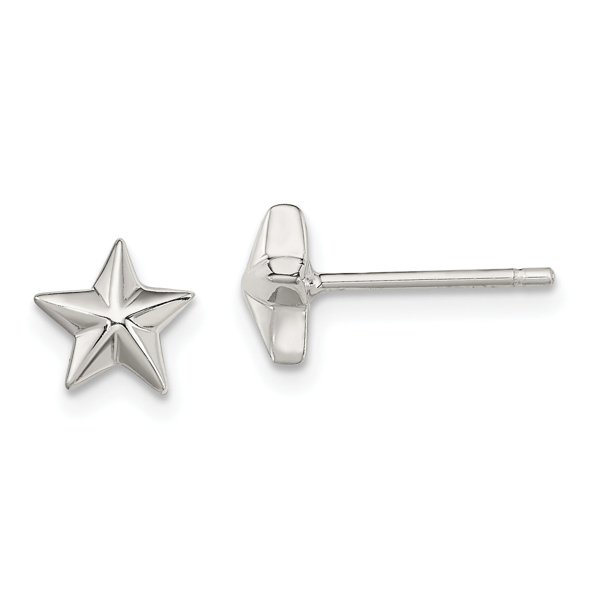 Sterling Silver Polished Star Children's Post Earrings