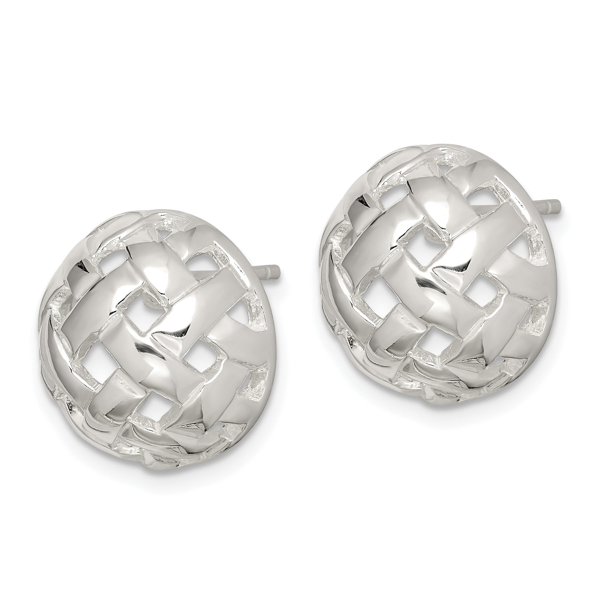 Sterling Silver 14mm Fancy Button Post Earrings