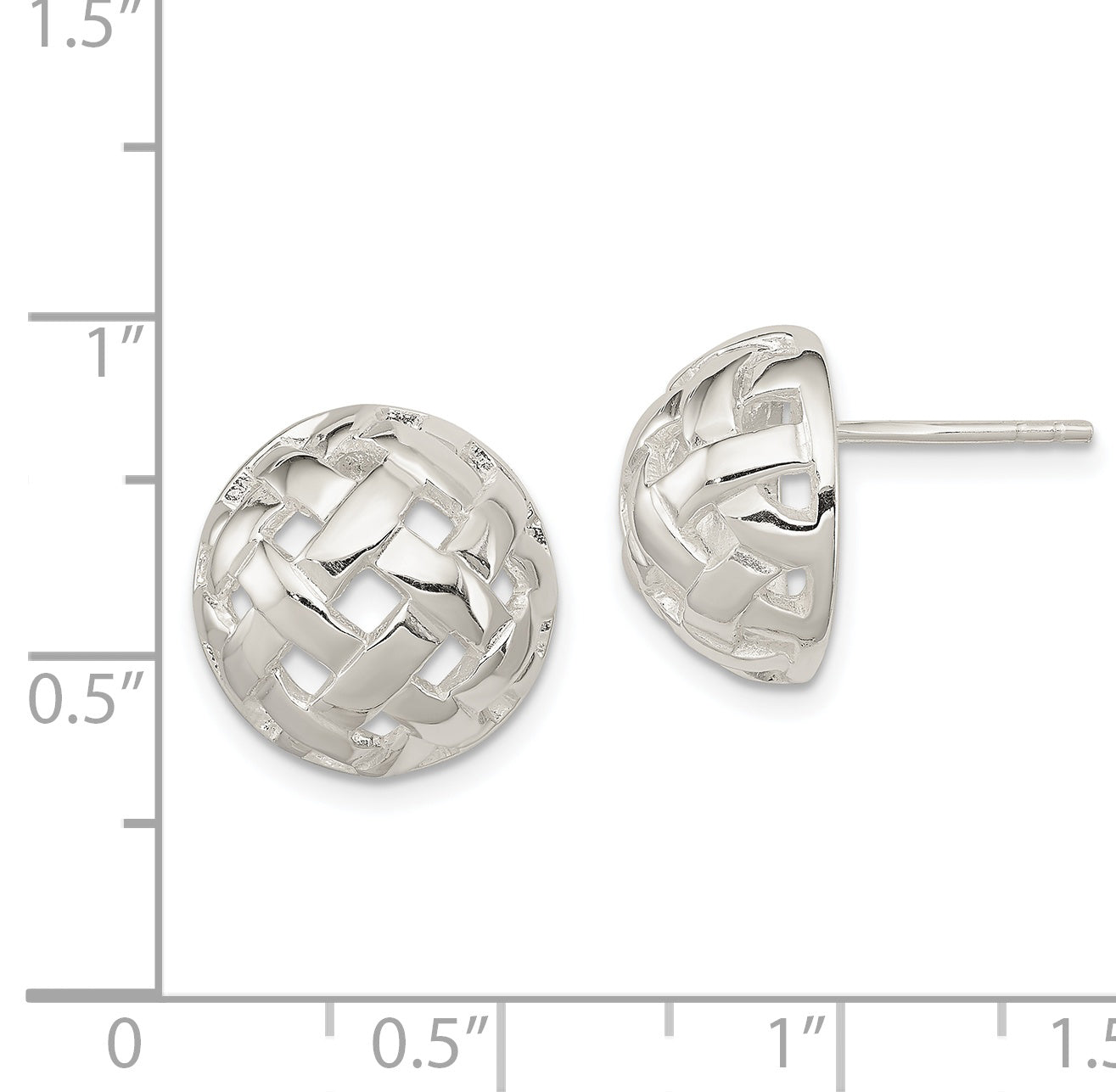 Sterling Silver 14mm Fancy Button Post Earrings