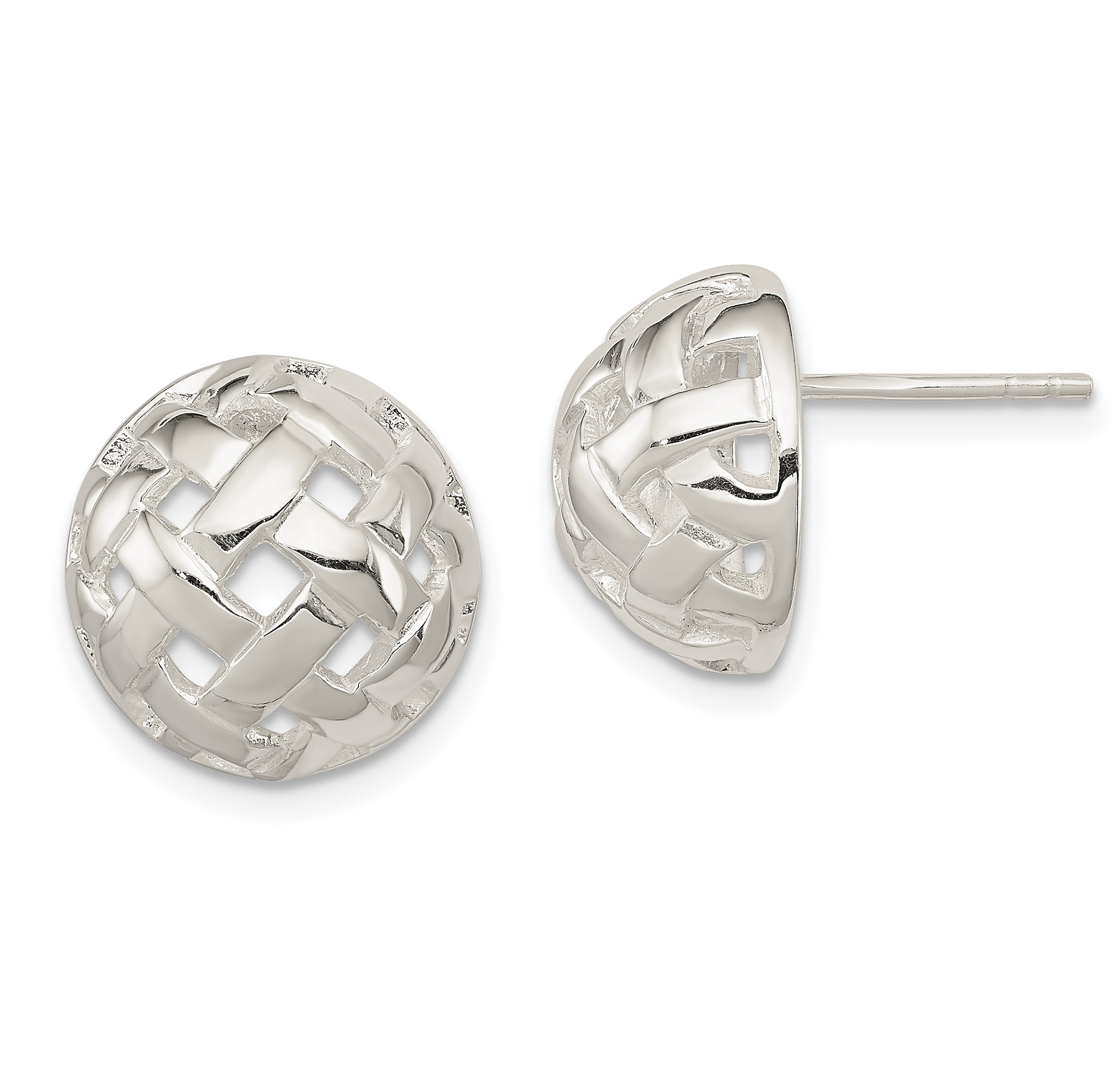 Sterling Silver 14mm Fancy Button Post Earrings