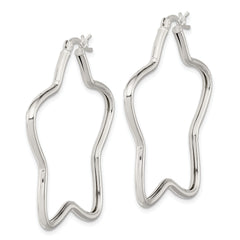 Sterling Silver Rhodium-Plated 2mm Star Hoop Earrings