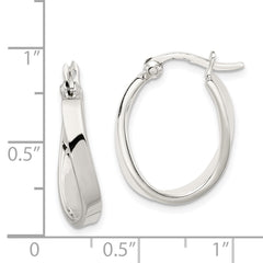 Sterling Silver Polished & Twisted Oval Hoop Earrings