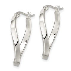 Sterling Silver Polished & Twisted Oval Hoop Earrings