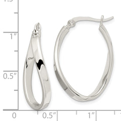 Sterling Silver Polished & Twisted Oval Hoop Earrings