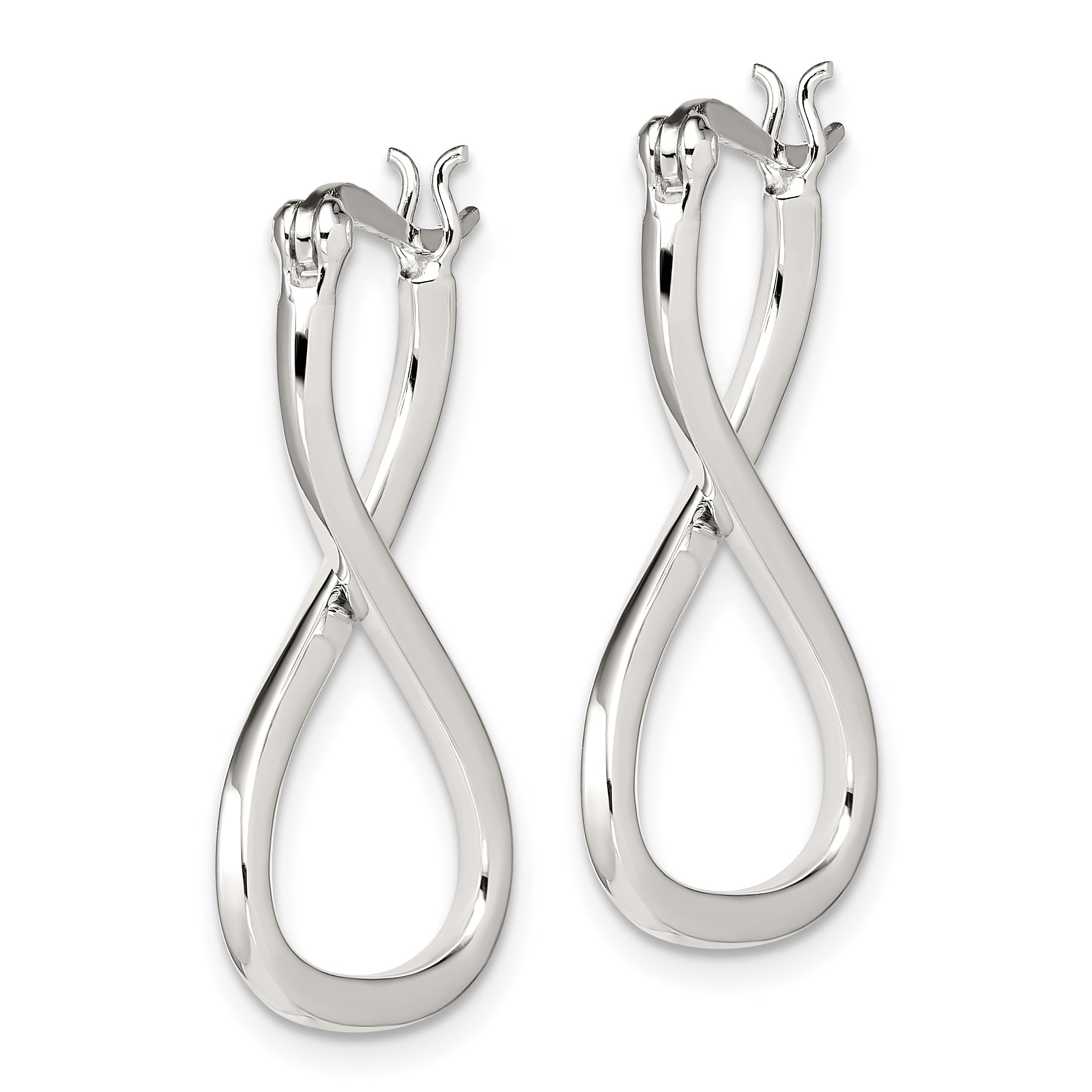 Sterling Silver Polished & Twisted Oval Hoop Earrings