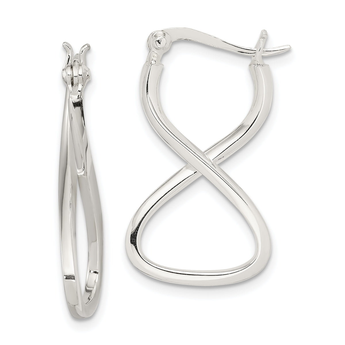 Sterling Silver Polished & Twisted Oval Hoop Earrings