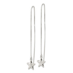 Sterling Silver Polished Star Threader Earrings