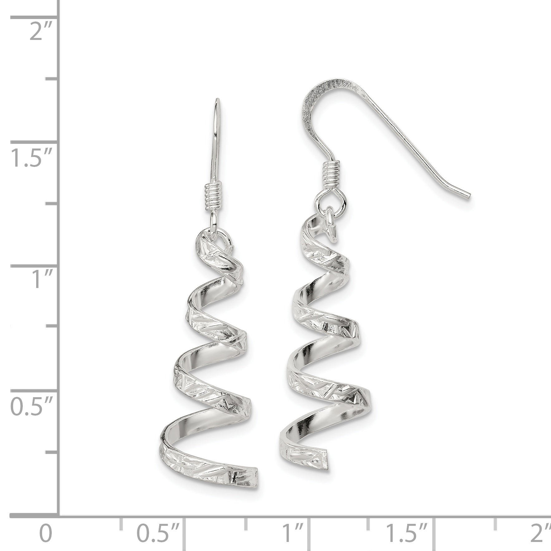 Sterling Silver Polished & Textured Twisted Dangle Earrings