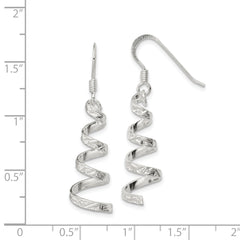 Sterling Silver Polished & Textured Twisted Dangle Earrings