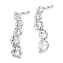 Sterling Silver Rhodium-plated Polished CZ Journey Post Earrings