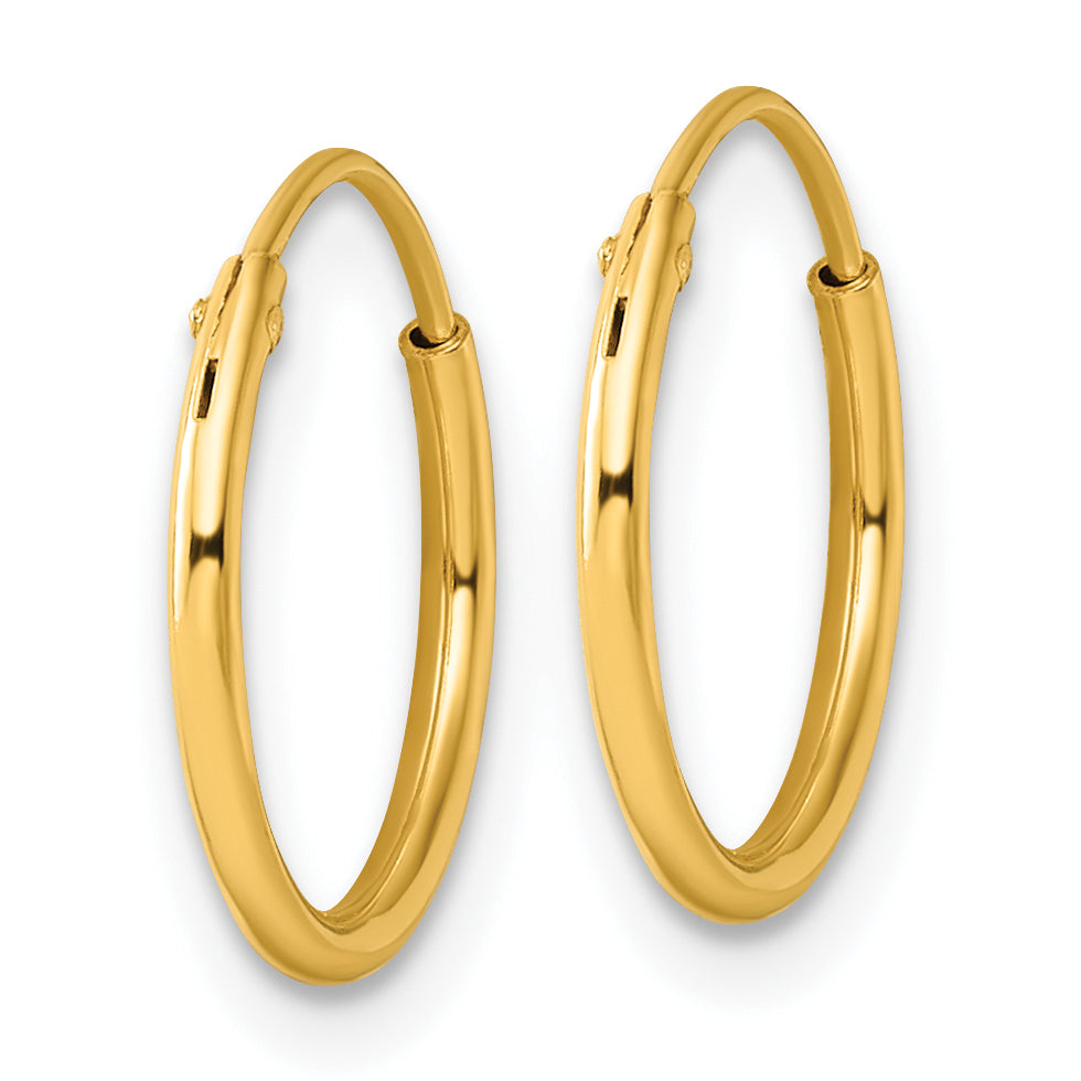 Sterling Silver Gold-tone 1.3mm Polished Endless Hoop Earrings