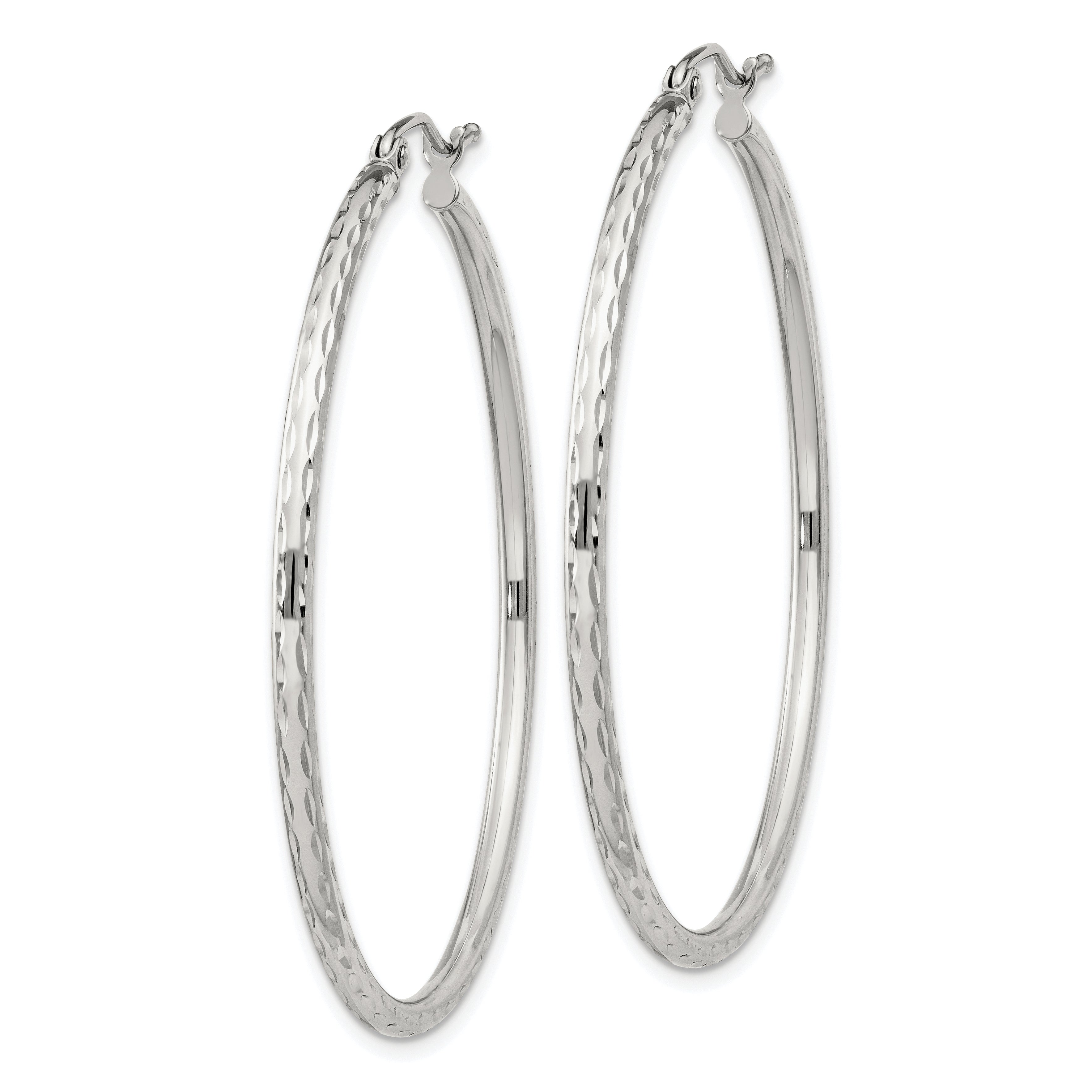 Sterling Silver 2mm Diamond Cut Hoop Earrings