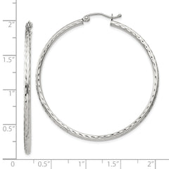 Sterling Silver 2mm Diamond Cut Hoop Earrings