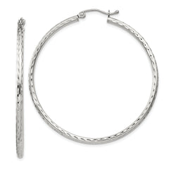 Sterling Silver 2mm Diamond Cut Hoop Earrings