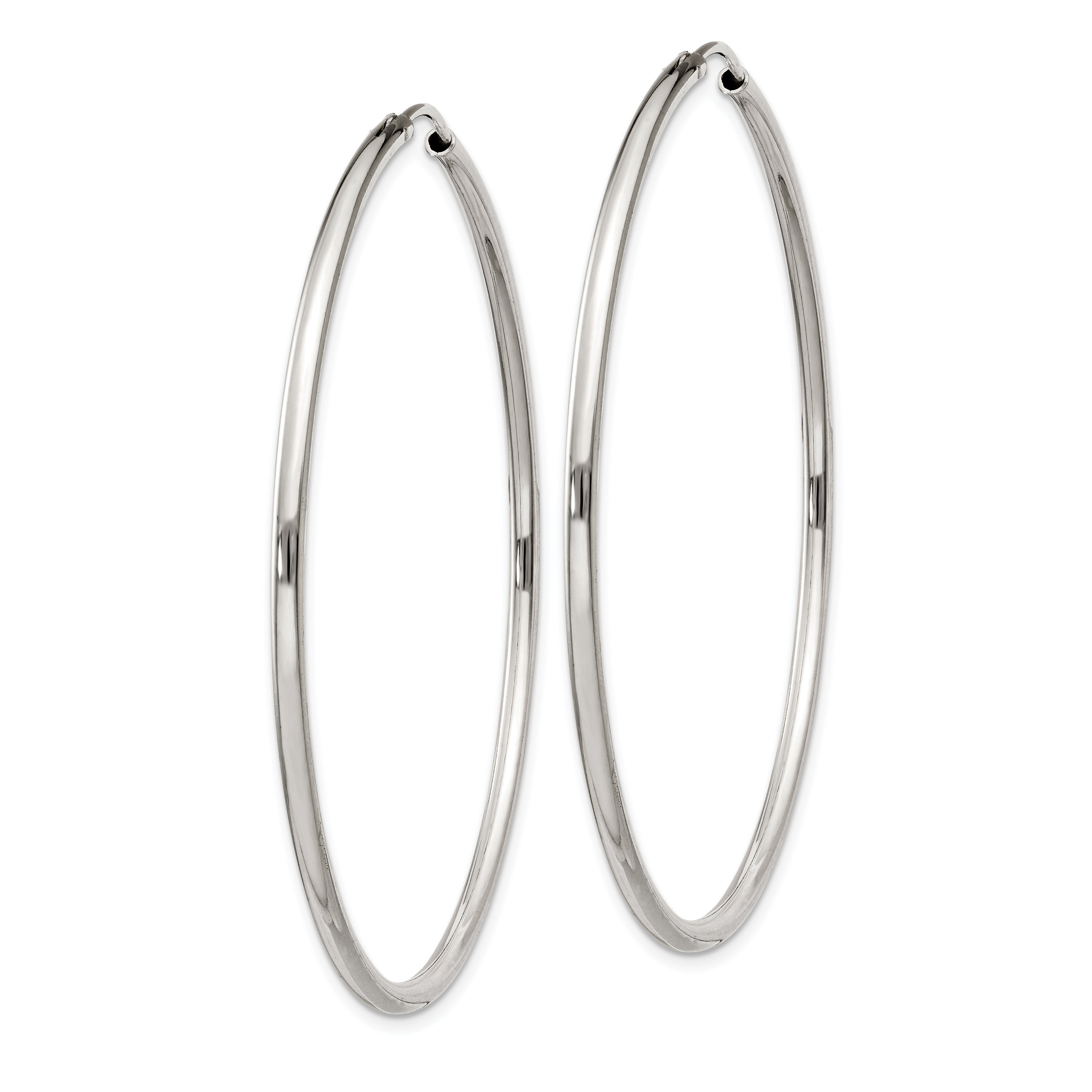 Sterling Silver 2x55mm Endless Hoop Earrings