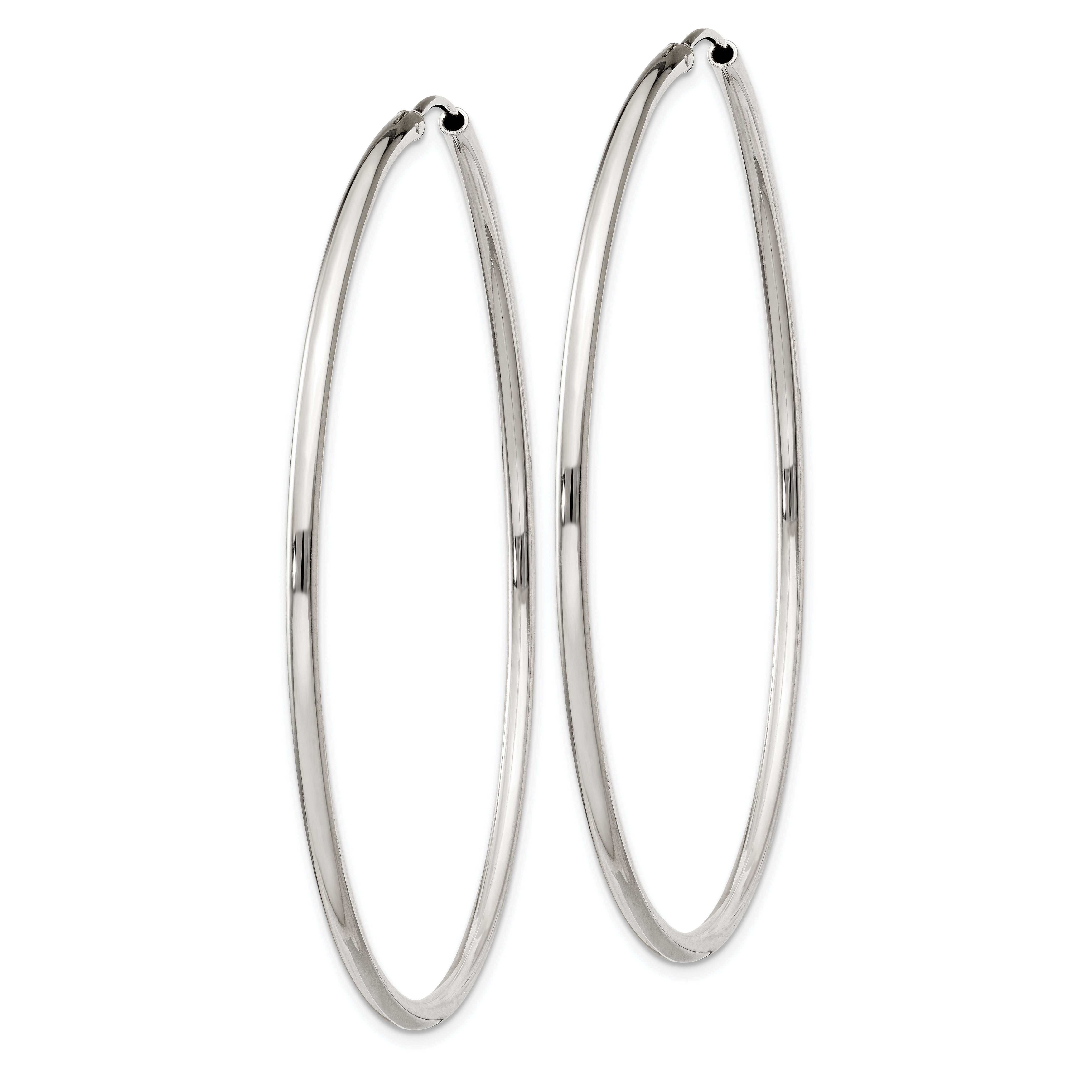 Sterling Silver 2x60mm Endless Hoop Earrings