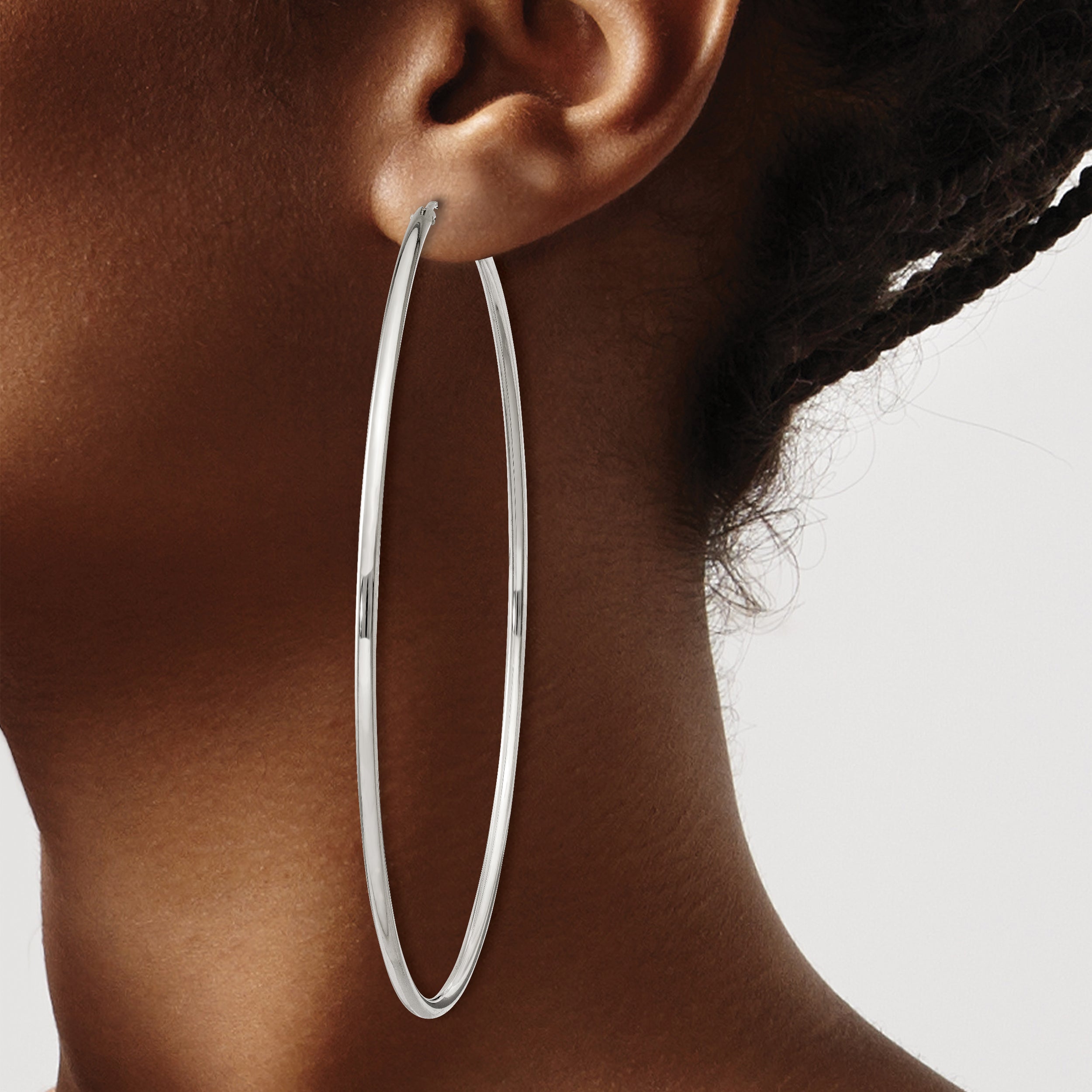 Sterling Silver 2x80mm Endless Hoop Earrings