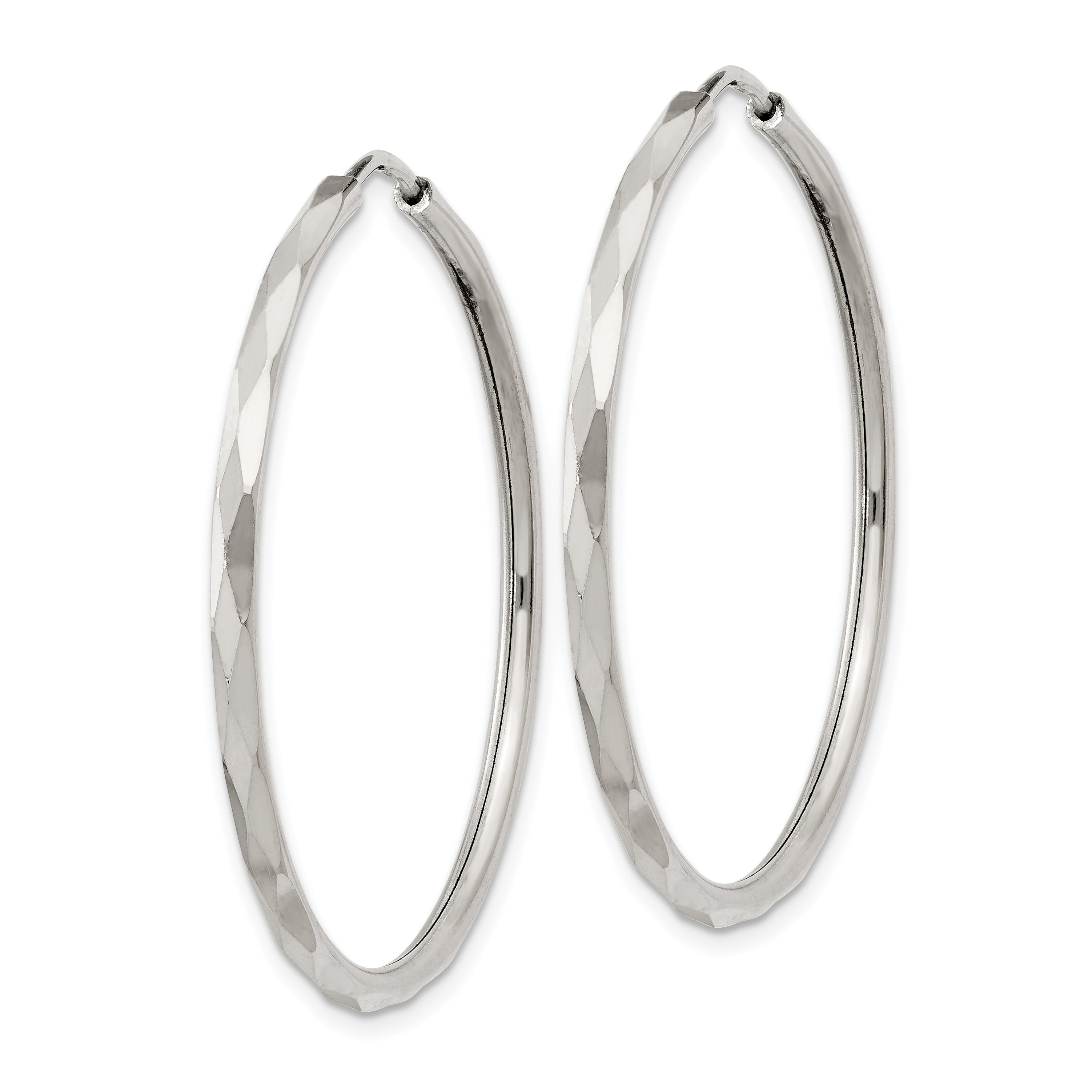 Sterling Silver D/C 2.5x35mm Endless Hoop Earrings