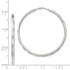 Sterling Silver D/C 2.5x35mm Endless Hoop Earrings