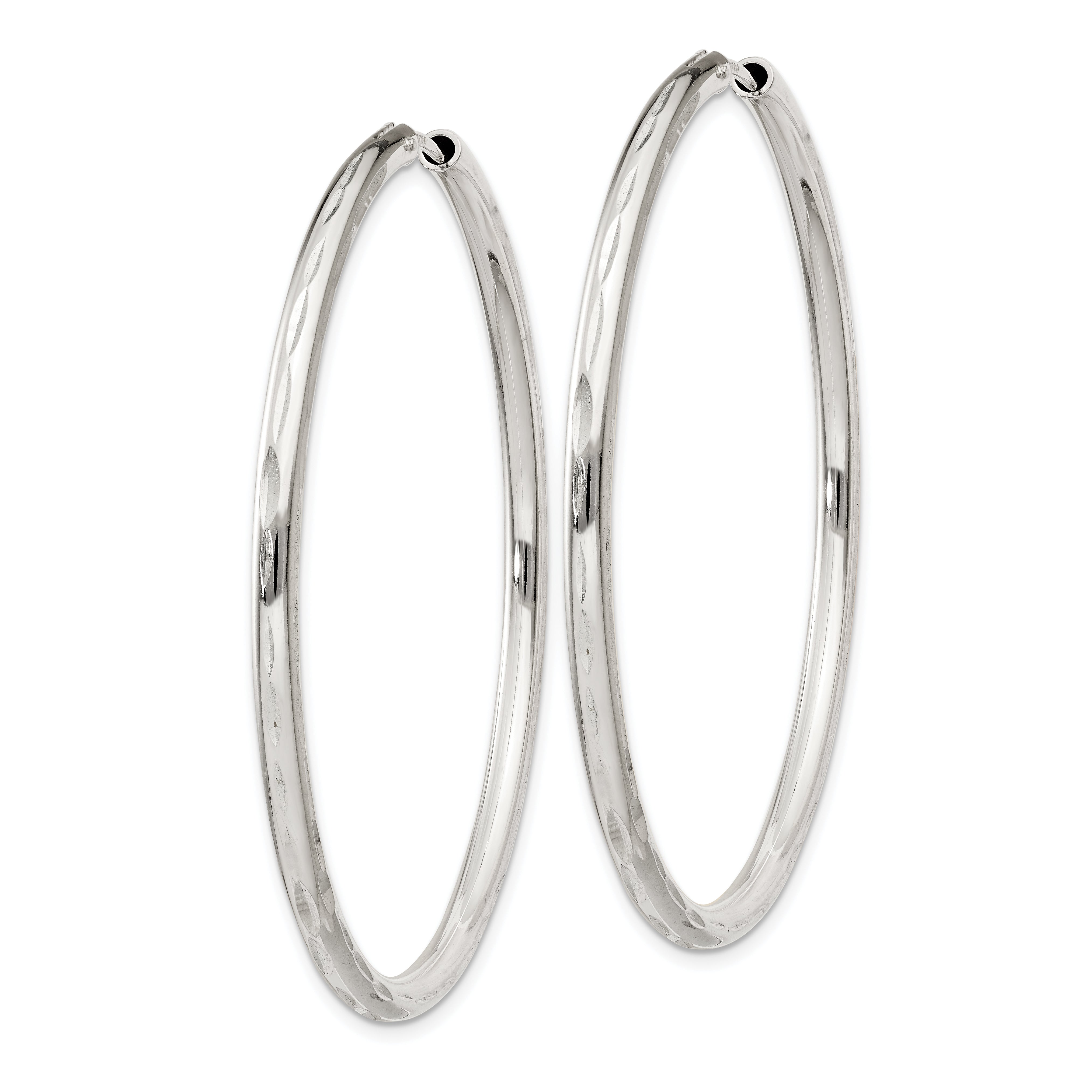 Sterling Silver D/C 2.5x50mm Endless Hoop Earrings