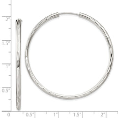 Sterling Silver D/C 2.5x50mm Endless Hoop Earrings