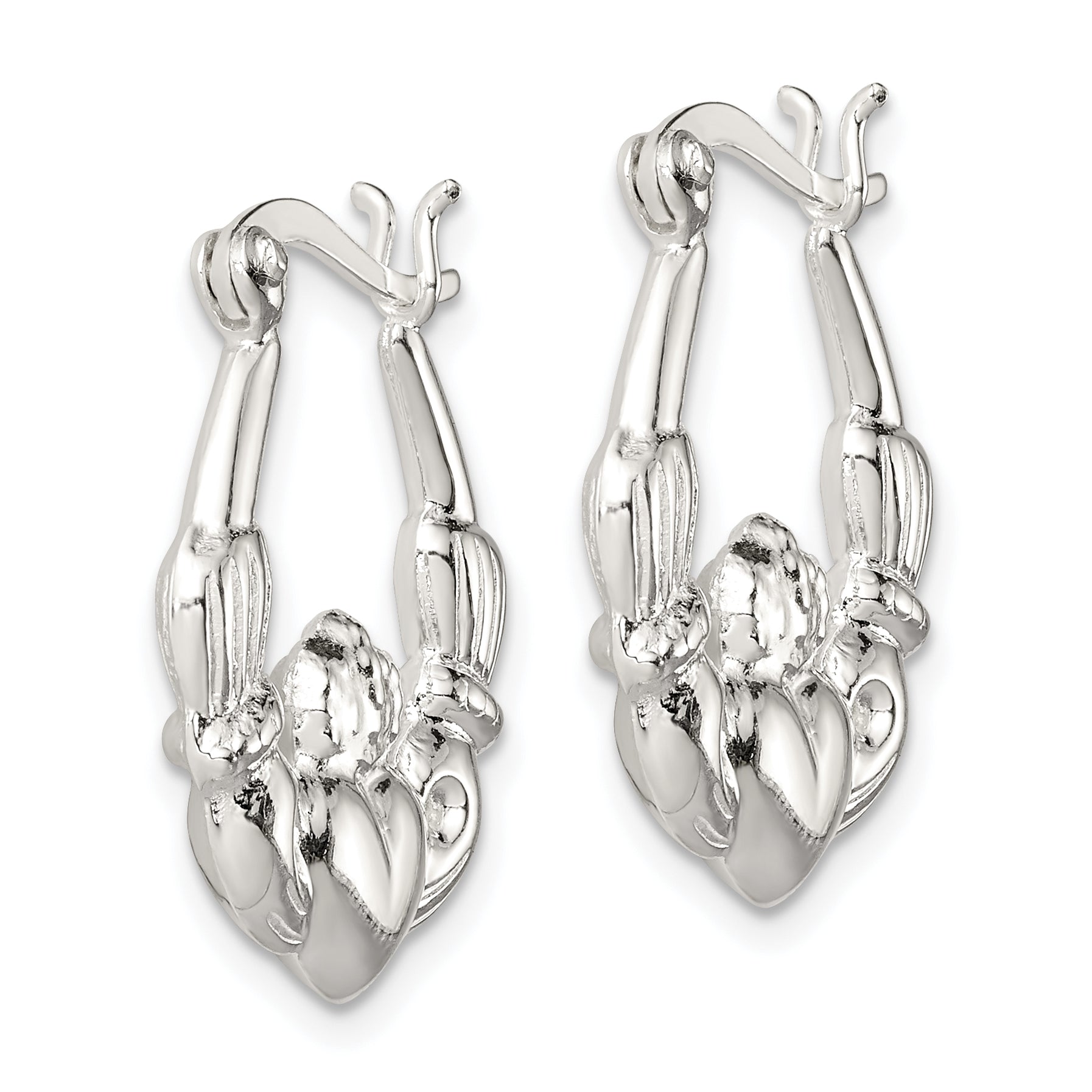 Sterling Silver Polished Claddagh Hoop Earrings