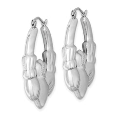 Sterling Silver Rhod-plated Polished Claddagh Round Hoop Earrings