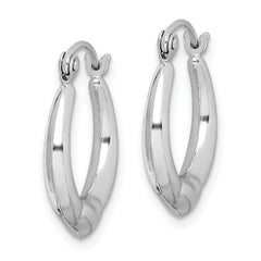 Sterling Silver Rhodium-plated Polished Heart Round Hoop Earrings