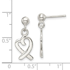 Sterling Silver Heart Dangle Post Earrings