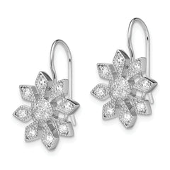 Sterling Silver Rhodium-plated CZ Snowflake Earrings