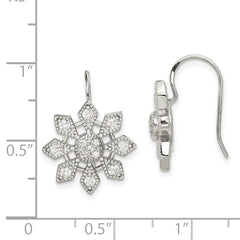 Sterling Silver Rhodium-plated CZ Snowflake Earrings