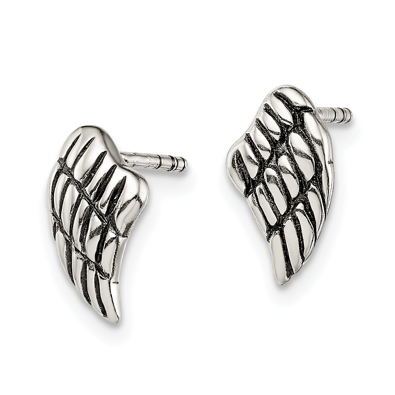 Sterling Silver Antiqued Wing Post Earrings