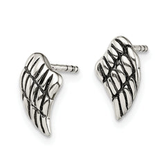 Sterling Silver Antiqued Wing Post Earrings