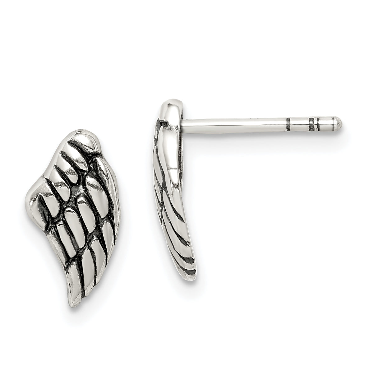 Sterling Silver Antiqued Wing Post Earrings