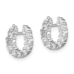 Sterling Silver Rhodium-plated CZ Horseshoe Post Earrings