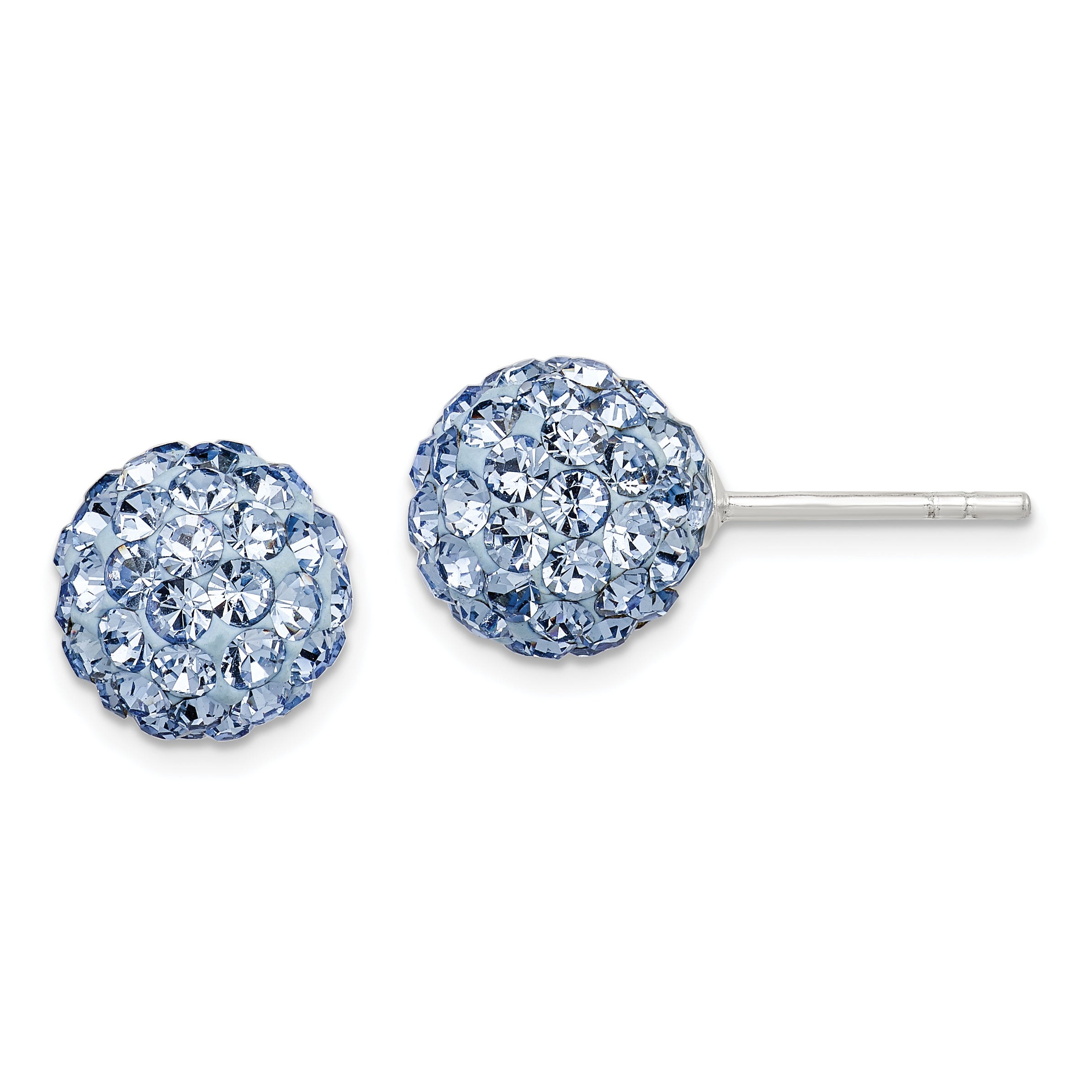 Sterling Silver Post Blue Stellux Crystal Ball Earrings