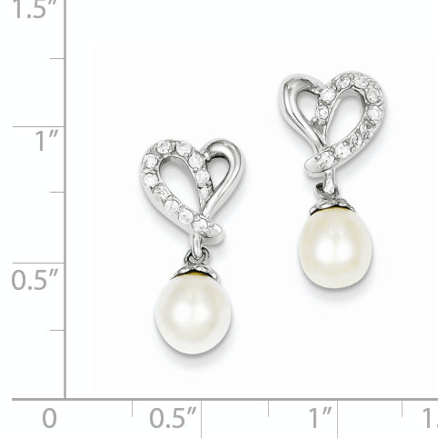 Sterling Silver Freshwater Cultured Pearl CZ Earrings