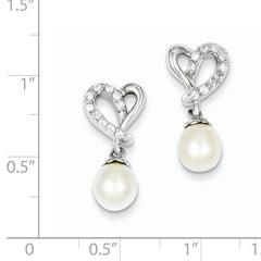 Sterling Silver Freshwater Cultured Pearl CZ Earrings