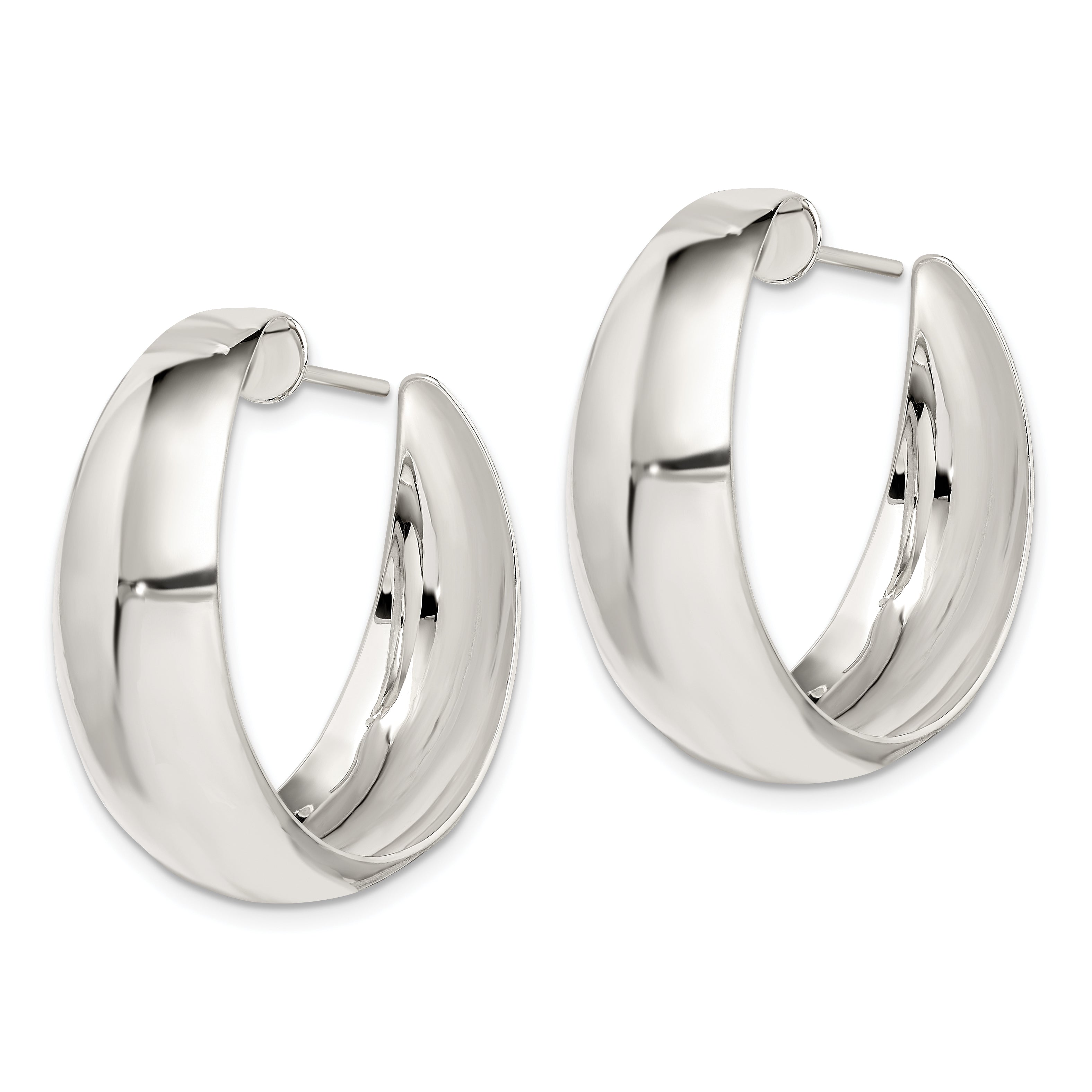 Sterling Silver Fancy J-Hoop Post Earrings