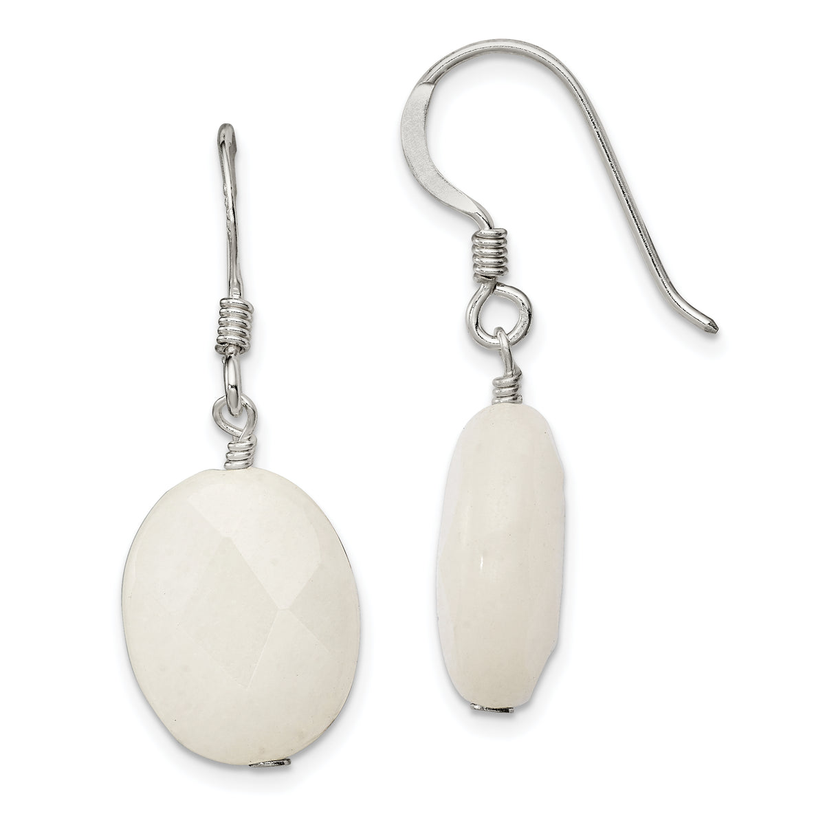 Sterling Silver White Jade Earrings