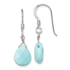 Sterling Silver Polished Amazonite Teardrop Dangle Earrings