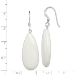 Sterling Silver Polished White Jade Teardrop Dangle Earrings