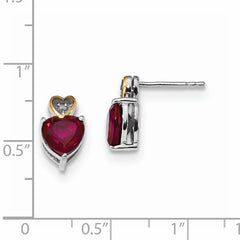 Sterling Silver & 14K Red Enhanced Topaz and Diamond Earrings