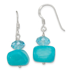 Sterling Silver Polished Aquamarine Crystal & Blue Jade Dangle Earrings