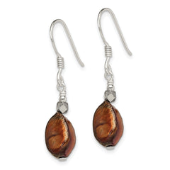 Sterling Silver Polished Brown Freshwater Cultured Pearl Dangle Earrings