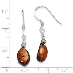 Sterling Silver Polished Brown Freshwater Cultured Pearl Dangle Earrings