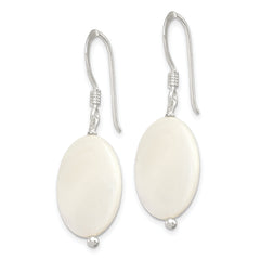 Sterling Silver Polished White Mother of Pearl Oval Dangle Earrings