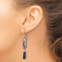 Sterling Silver Polished Lapis & Grey Freshwater Cultured Pearl Dangle Earr