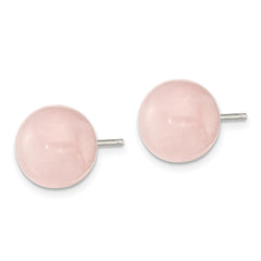 Sterling Silver 10-10.5mm Rose Quartz Button Post Earrings