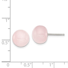 Sterling Silver 10-10.5mm Rose Quartz Button Post Earrings